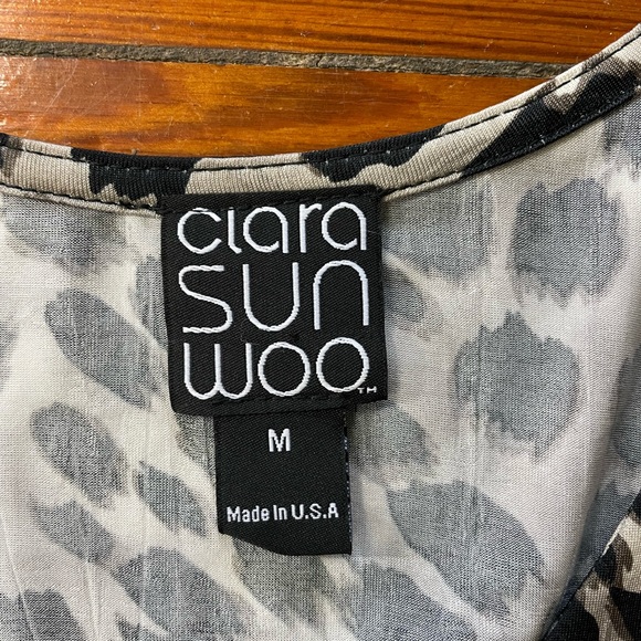 Clara Sunwoo Flutter Cuff Side Vent Cheetah Print 3/4 Sleeve Tunic - Sz M - Picture 10 of 11